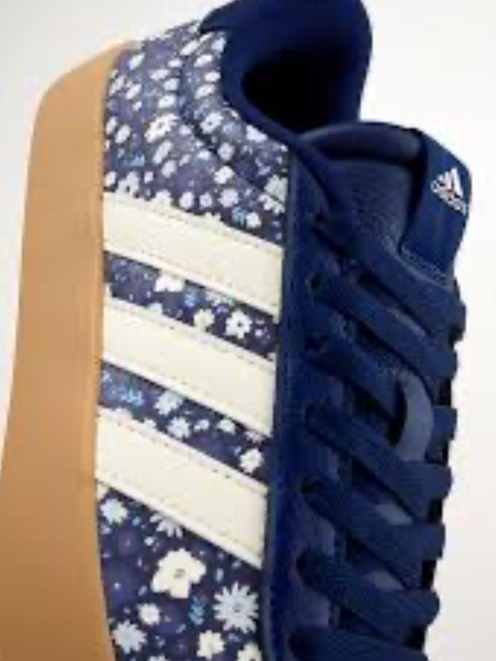 NWT!! adidas Navy Floral Sneakers with Gum Sole - Picture 3 of 4